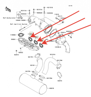 Прокладка выхлопа WSM 007-318 (11060-3785) Kawasaki 1200 